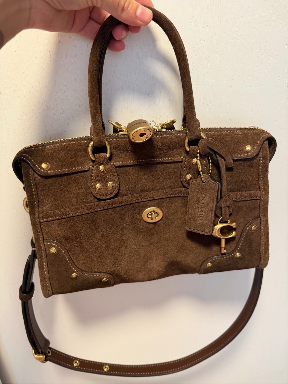 Coach Ryder 24 Brown Suede Satchel Bag